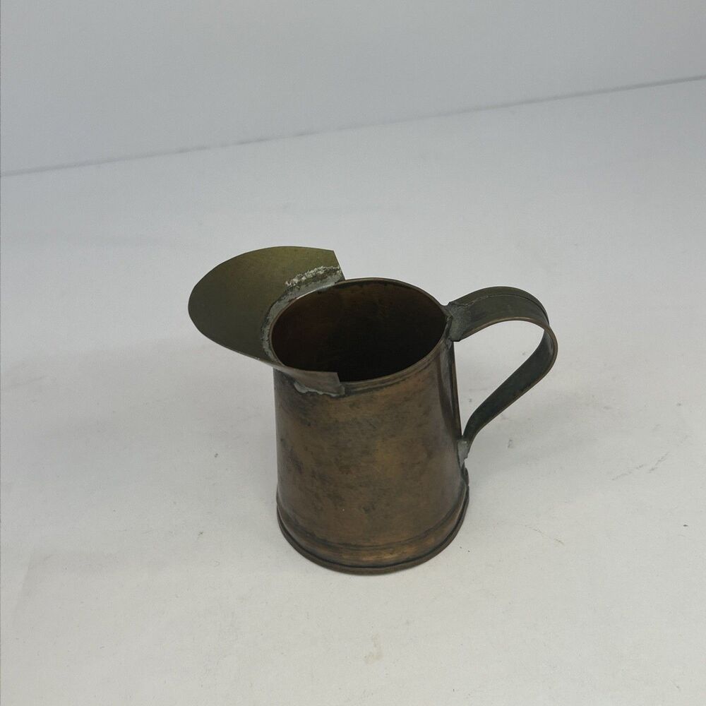 Antique 19th Century Handmade Copper Liquid Measure Pitcher with Pouring Guard